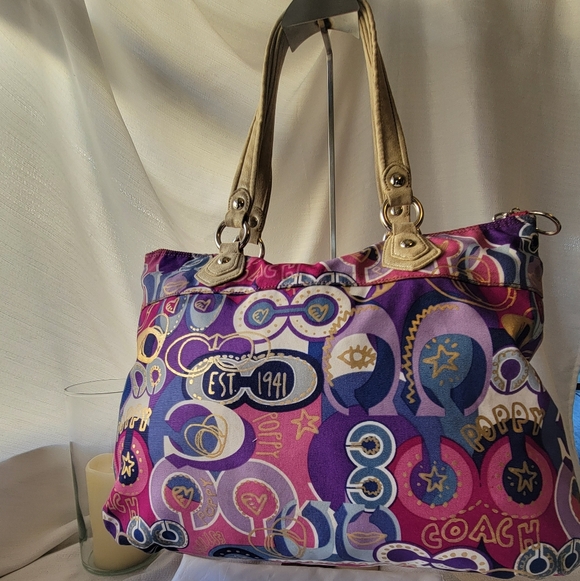 Coach Poppy Pop C Graffiti Glam Tote